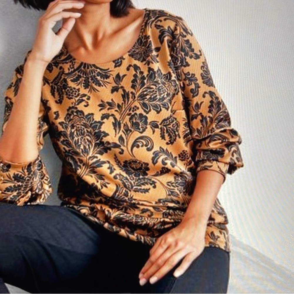 Soft Surroundings Satiny Miaya Top with Western Flare Women’s Large - Picture 2 of 12